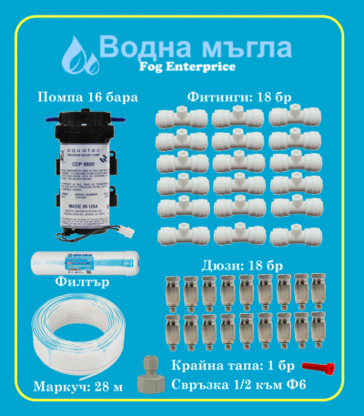 Пакет за водна Мъгла с 18 дюзи